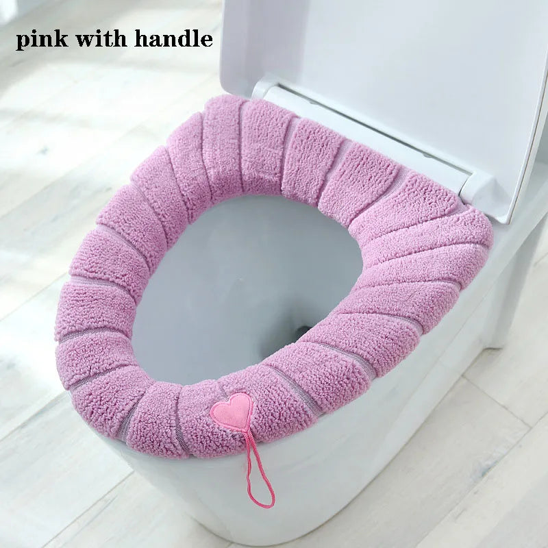 Soft Plush Toilet Seat Cover with Handle – Warm & Reusable