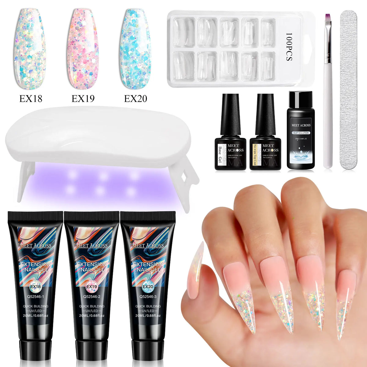 Set de 10 piezas para extensión de uñas de poligel