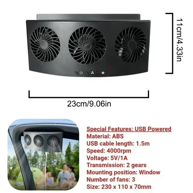 Triple Window Car Fan
