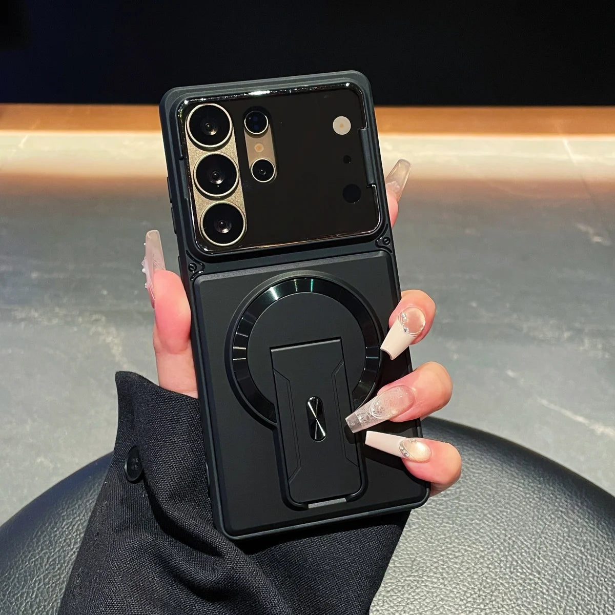 Camera Lens Cap & Magnetic Holder Phone Case for Samsung Galaxy Series
