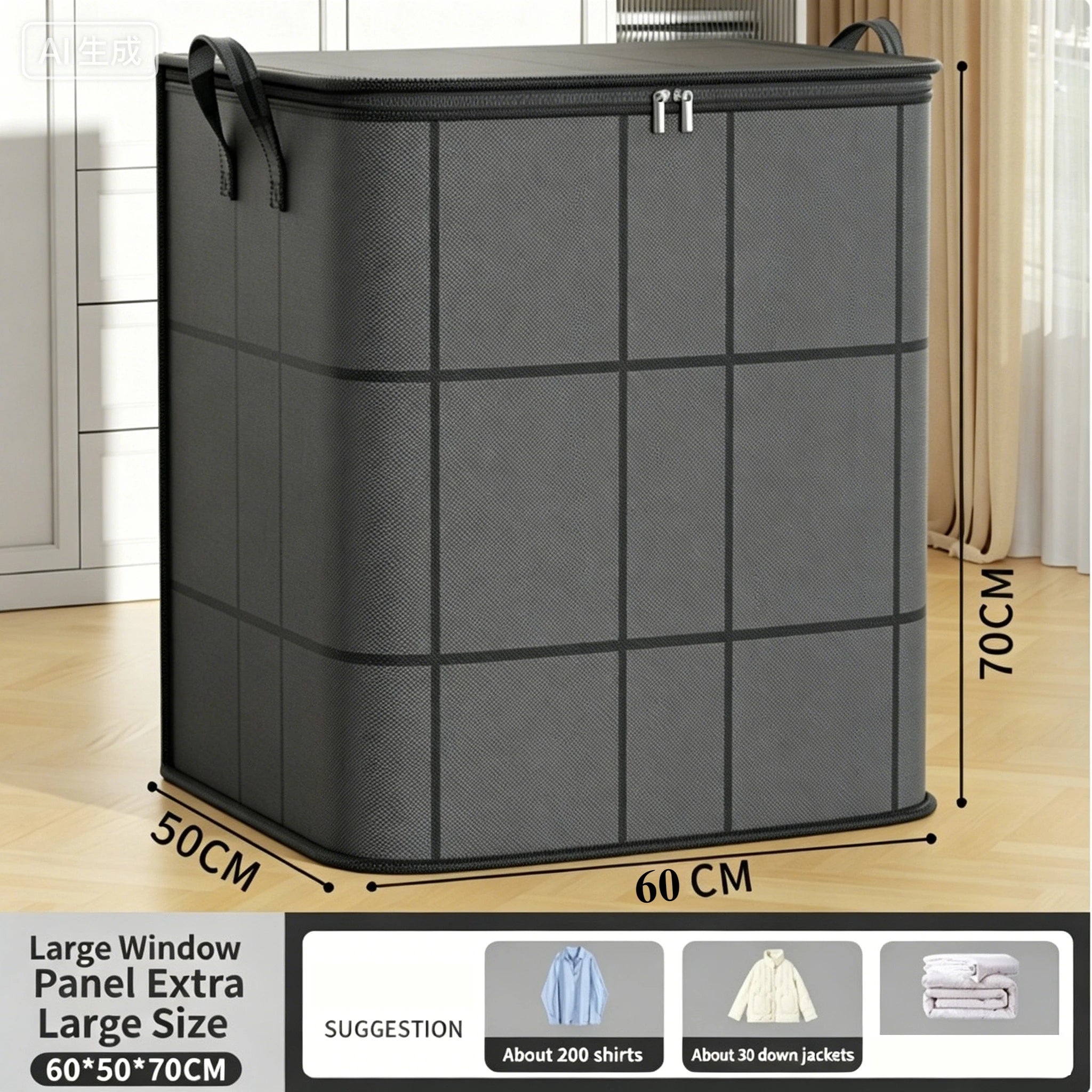Large Foldable Storage Bag with Double Zipper