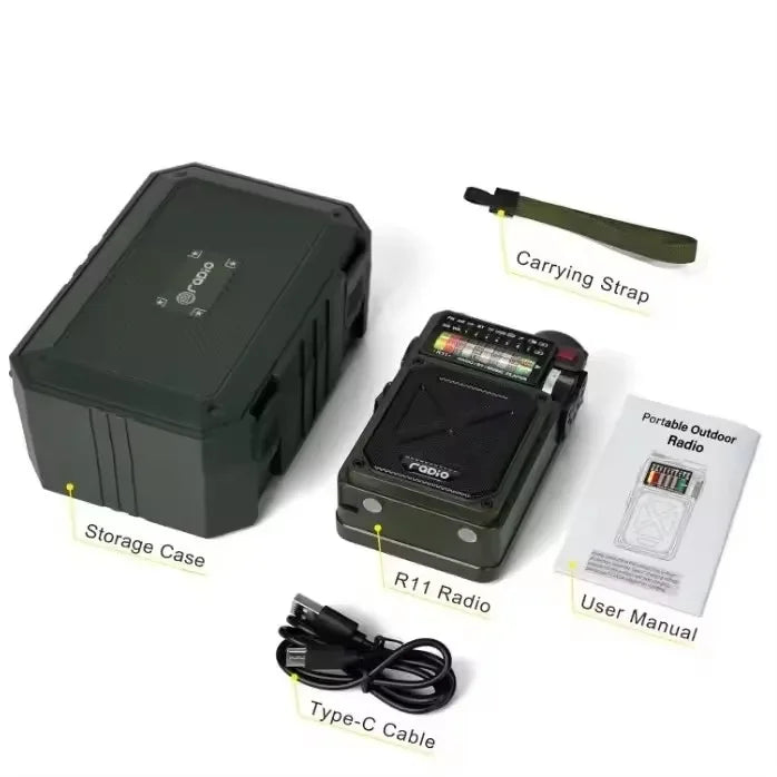 R11 Solar & Hand-Crank Emergency Radio Speaker