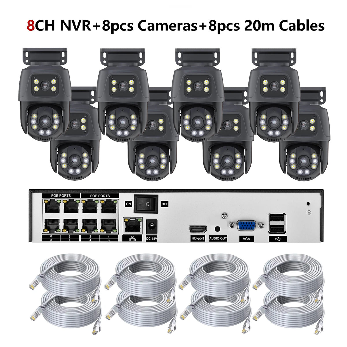 6MP Dual-Lens PTZ PoE Security Camera System