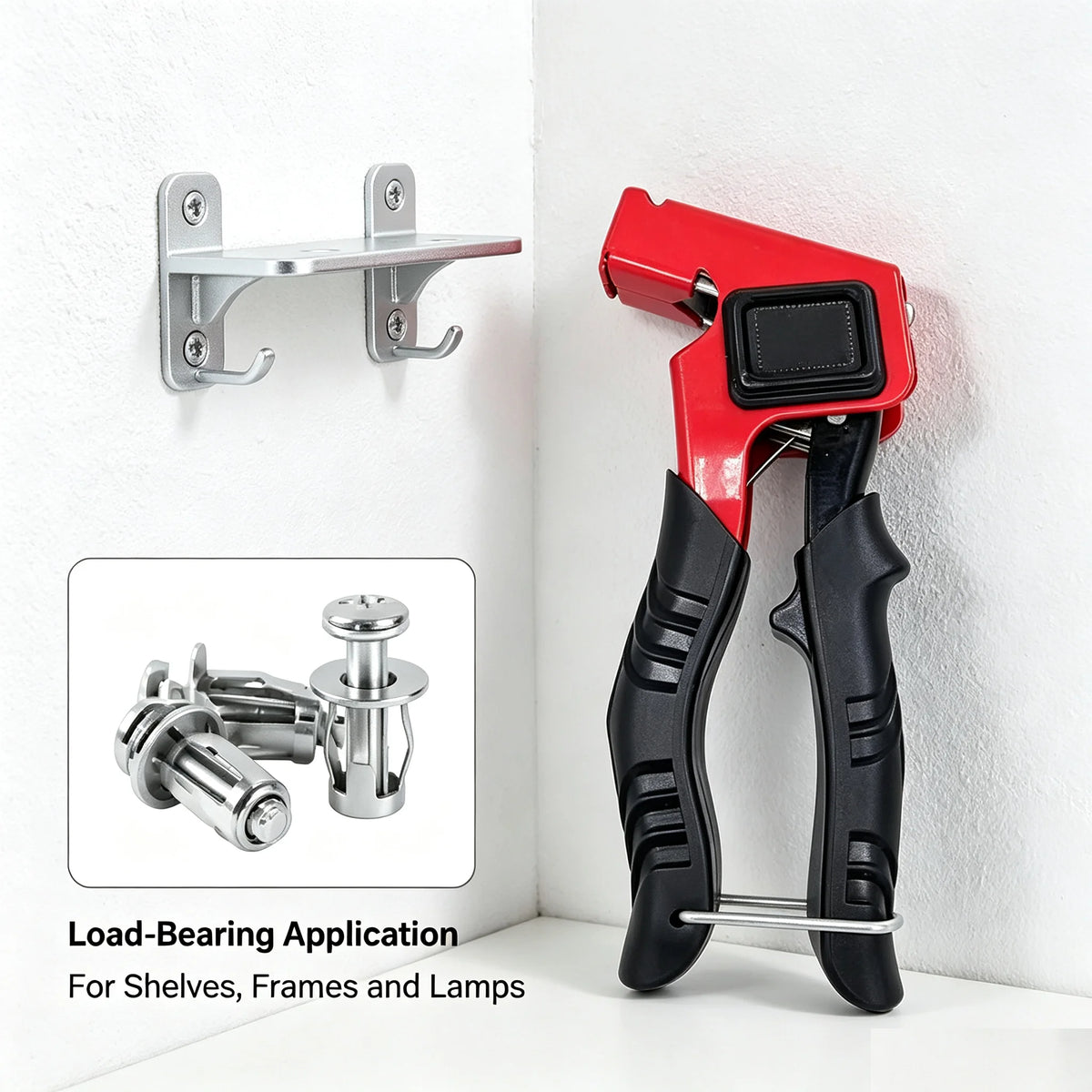 91-Piece Hollow Wall Anchor Kit with Rivet Nut Tool – M4/M5/M6