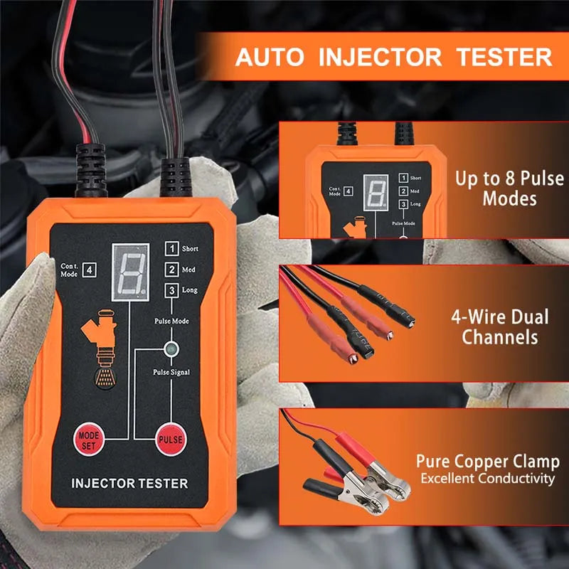 Upgraded Dual-Channel Fuel Injector Tester & Cleaner Tool (8 Pulse Modes)