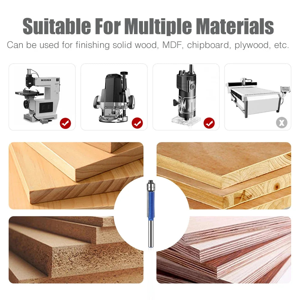 Flush Trim Router Bit with Dual Bearings