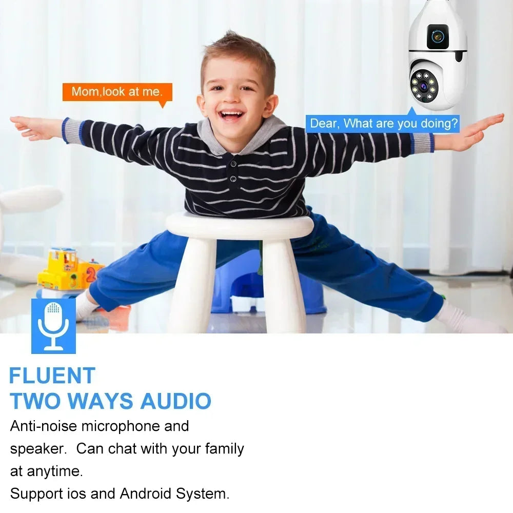 8MP Dual-Lens E27 WiFi Security Camera