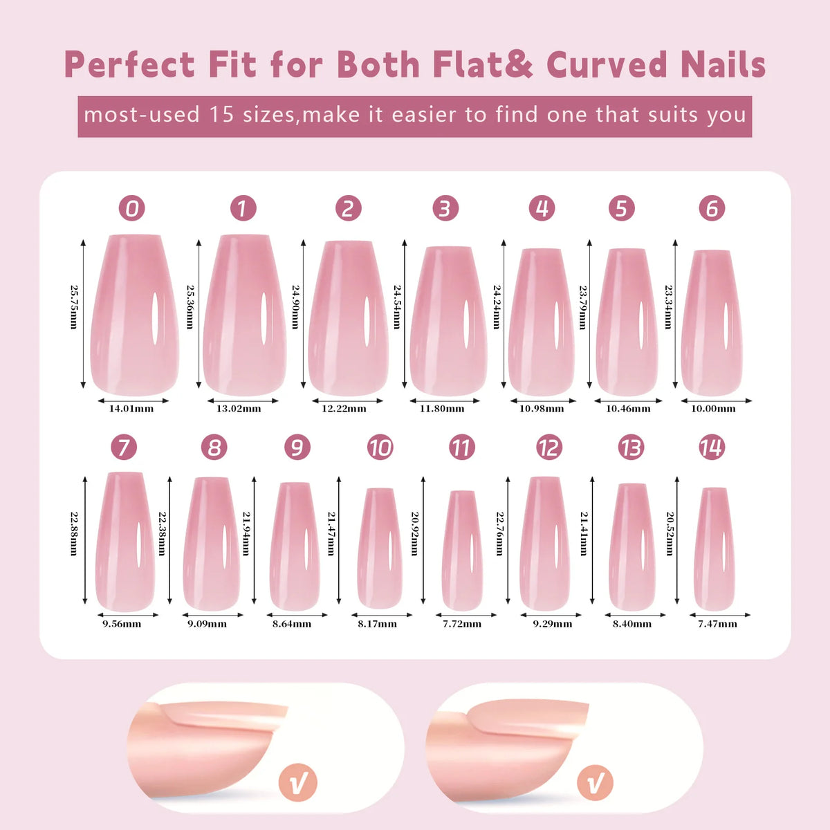 150 piezas de uñas postizas almendradas color nude – estilo ballet