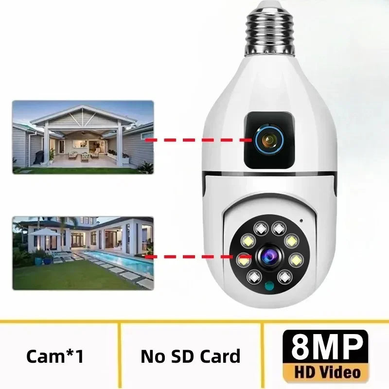 8MP Dual-Lens E27 WiFi Security Camera