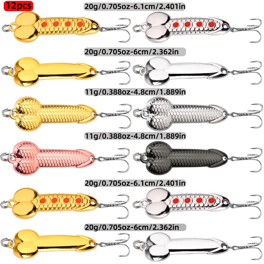 12PCS Metal Fishing Spoon Lure Set