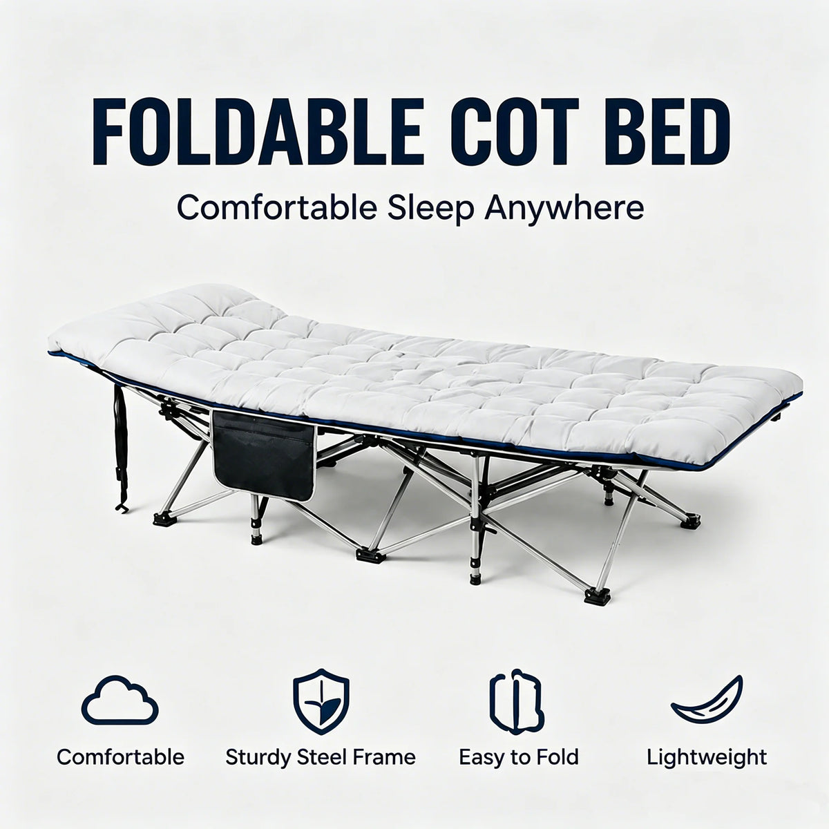 Heavy-Duty Folding Camping Cot with Padded Mattress