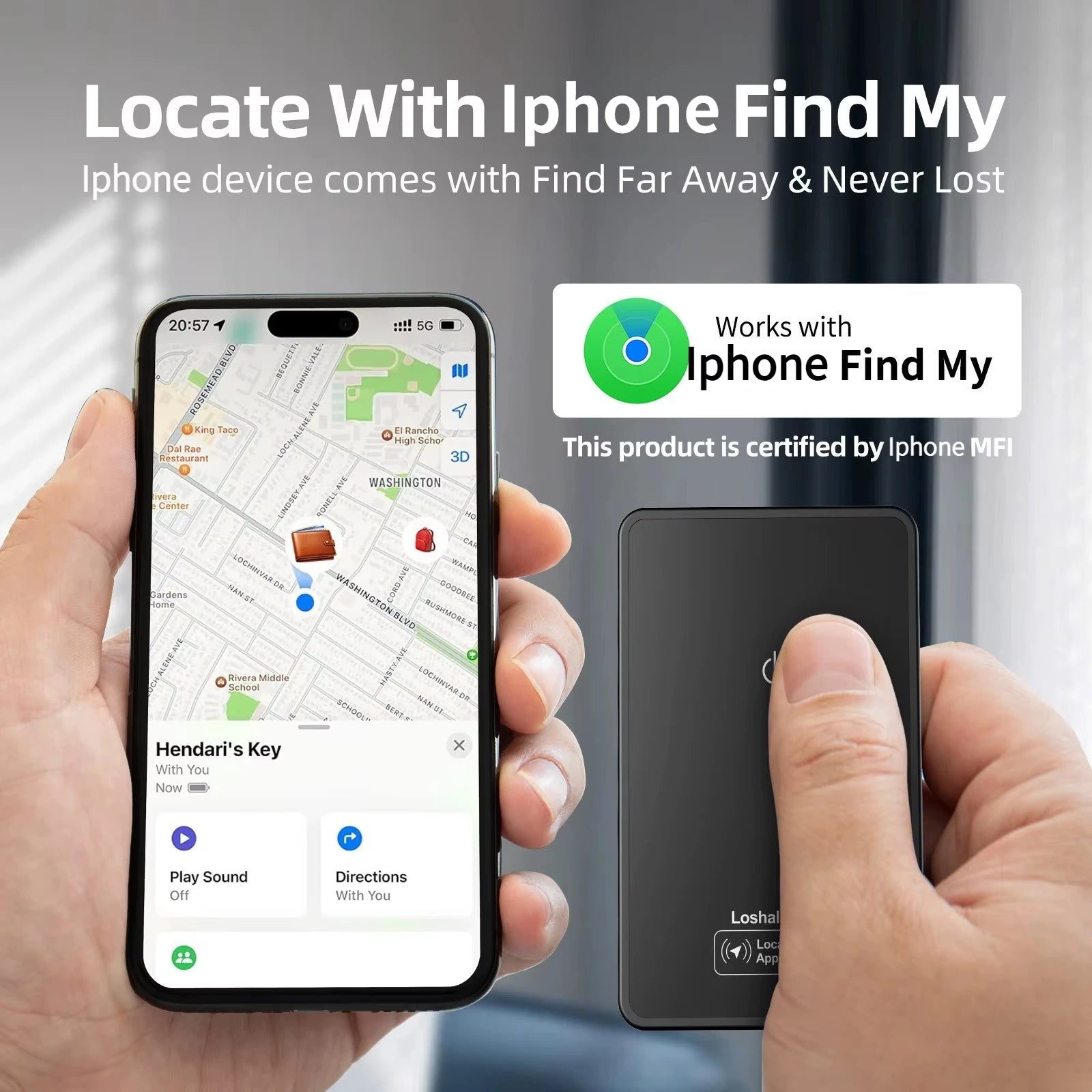 Ultra-Slim Rechargeable Smart Wallet Tracker for Apple Find My