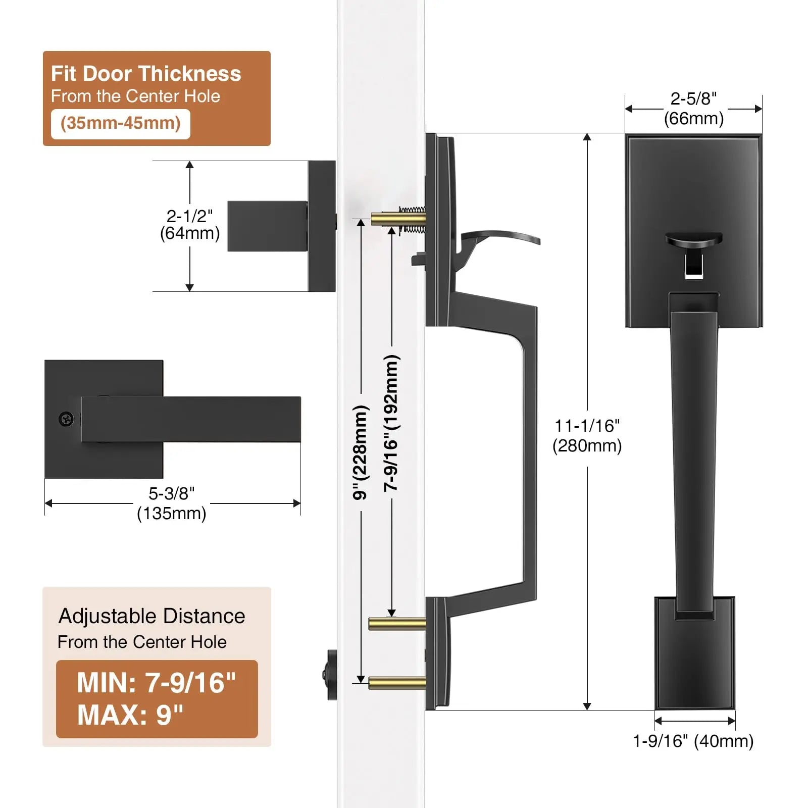 Modern Exterior Front Door Handle Set