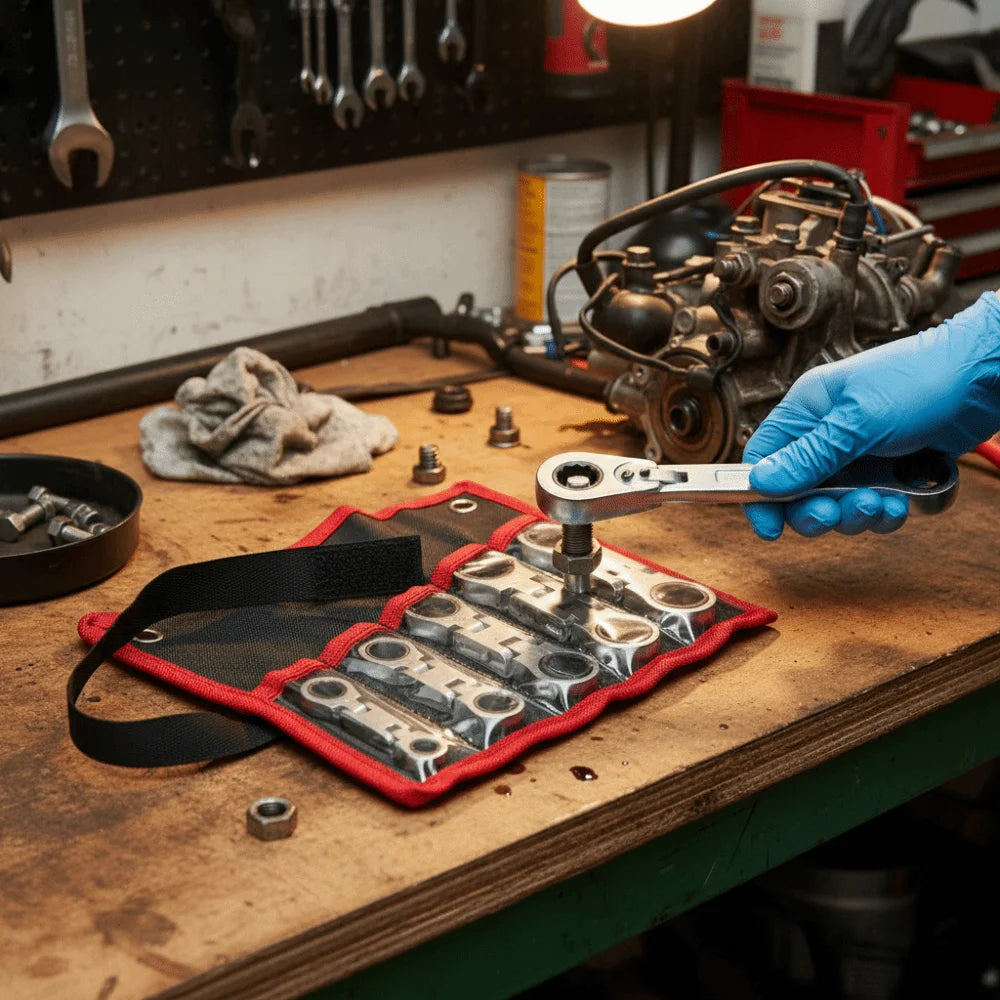 5-Piece Flex-Head Ratcheting Wrench Set (8–19mm)