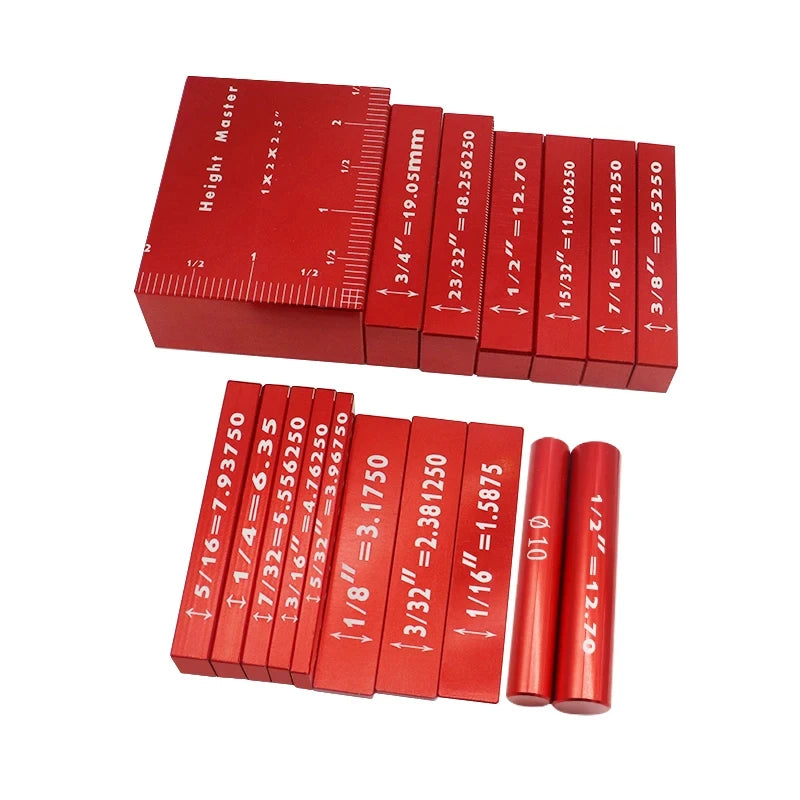 17-Piece Precision Aluminum Setup Block Bar Gauge Set