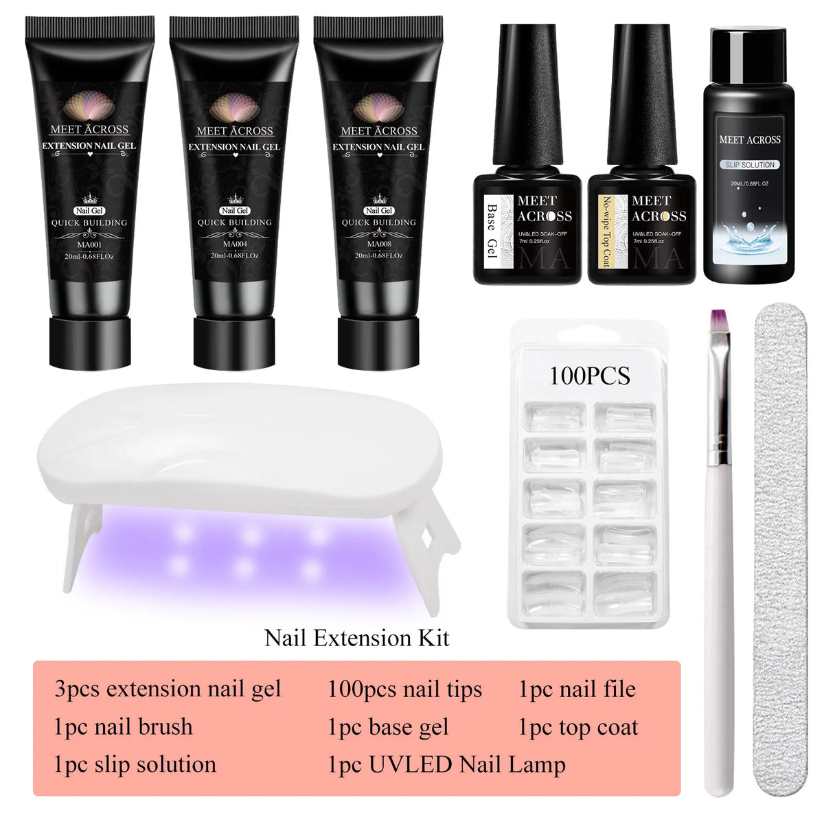 Set de 10 piezas para extensión de uñas de poligel