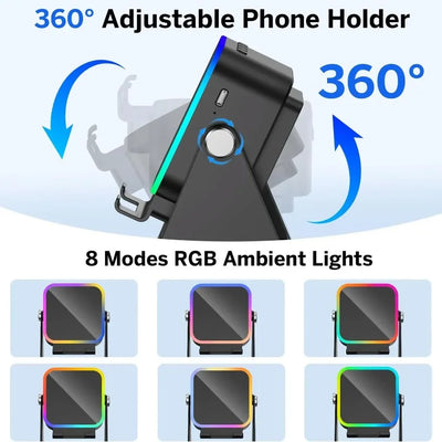 5-in-1 Bluetooth Speaker Phone Stand with RGB Light
