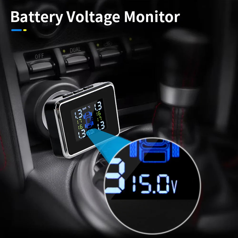 Wireless Car TPMS Tire Pressure Monitoring & Alarm System