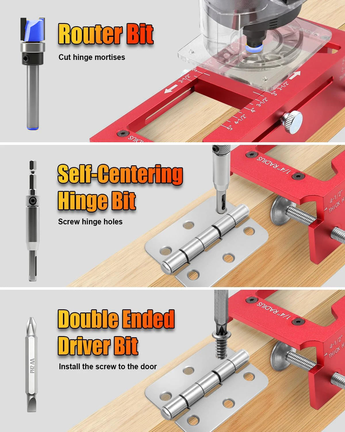 Adjustable Door Hinge Installation Jig Kit