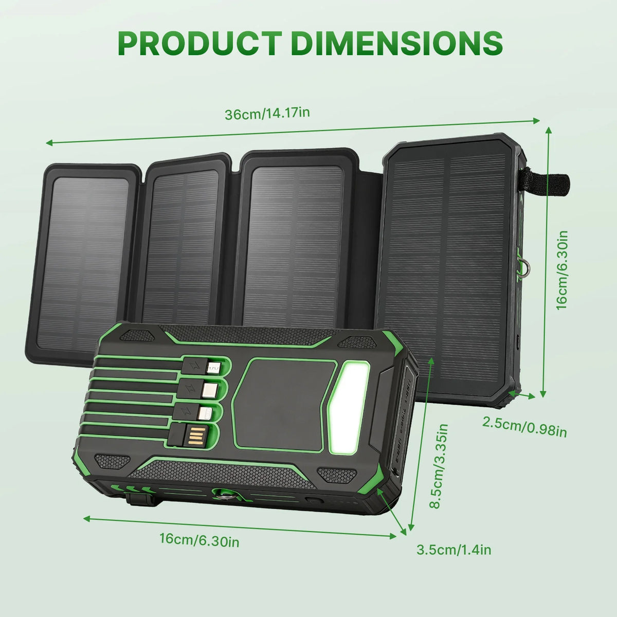 48,000mAh Solar Power Bank with 4 Panels & Wireless Charging