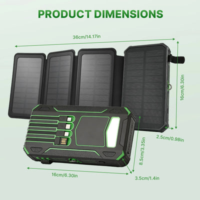 48,000mAh Solar Power Bank with 4 Panels & Wireless Charging