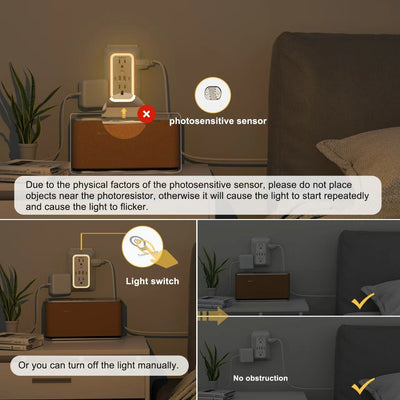 Outlet Extender with USB-C & Night Light