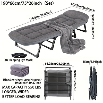 Heavy-Duty Folding Bed with Mattress