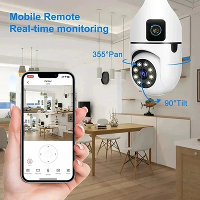 8MP Dual-Lens E27 WiFi Security Camera