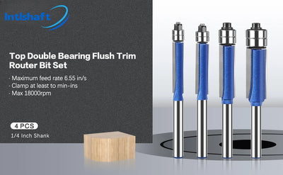 Flush Trim Router Bit with Dual Bearings
