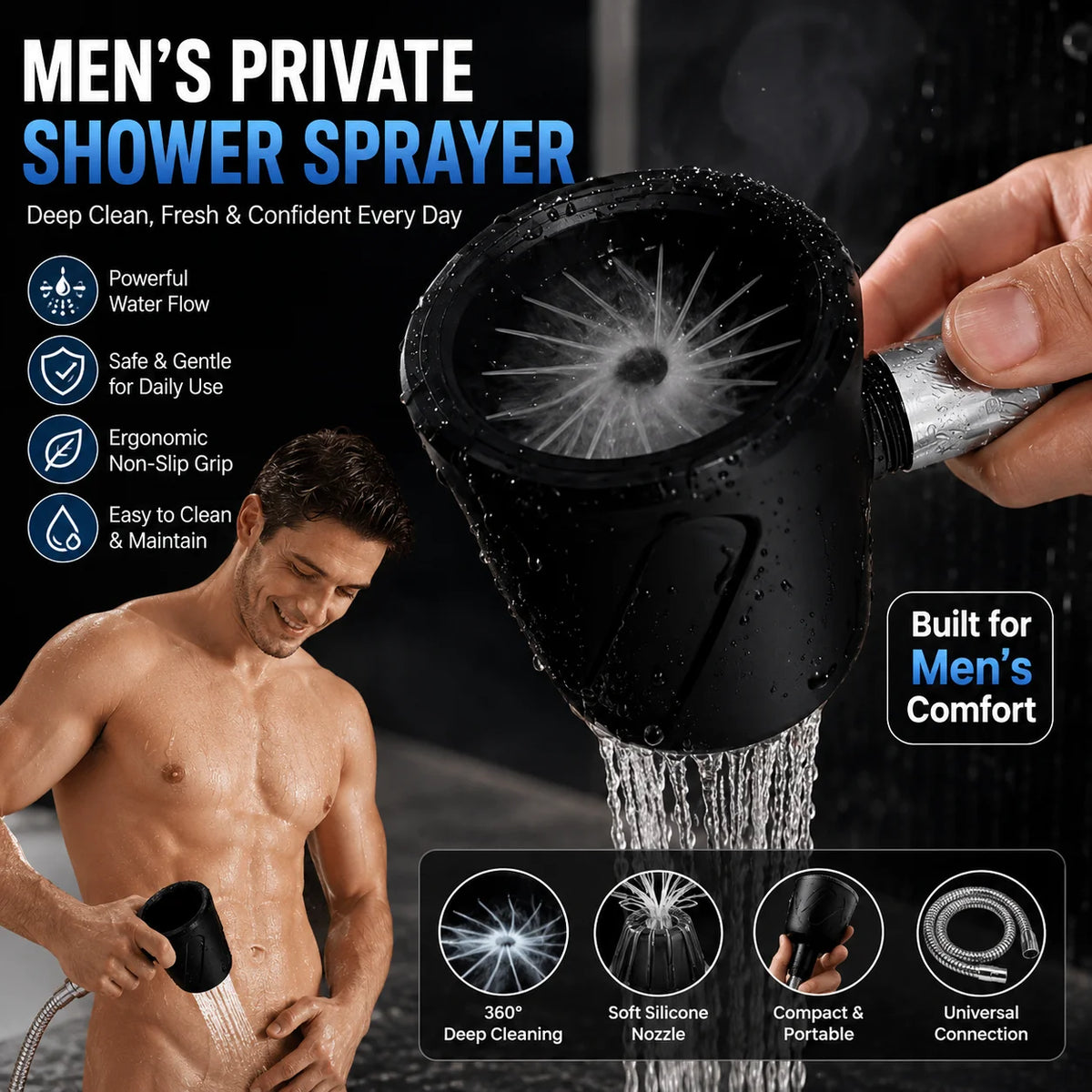 Men's Circular High-Pressure Shower Head