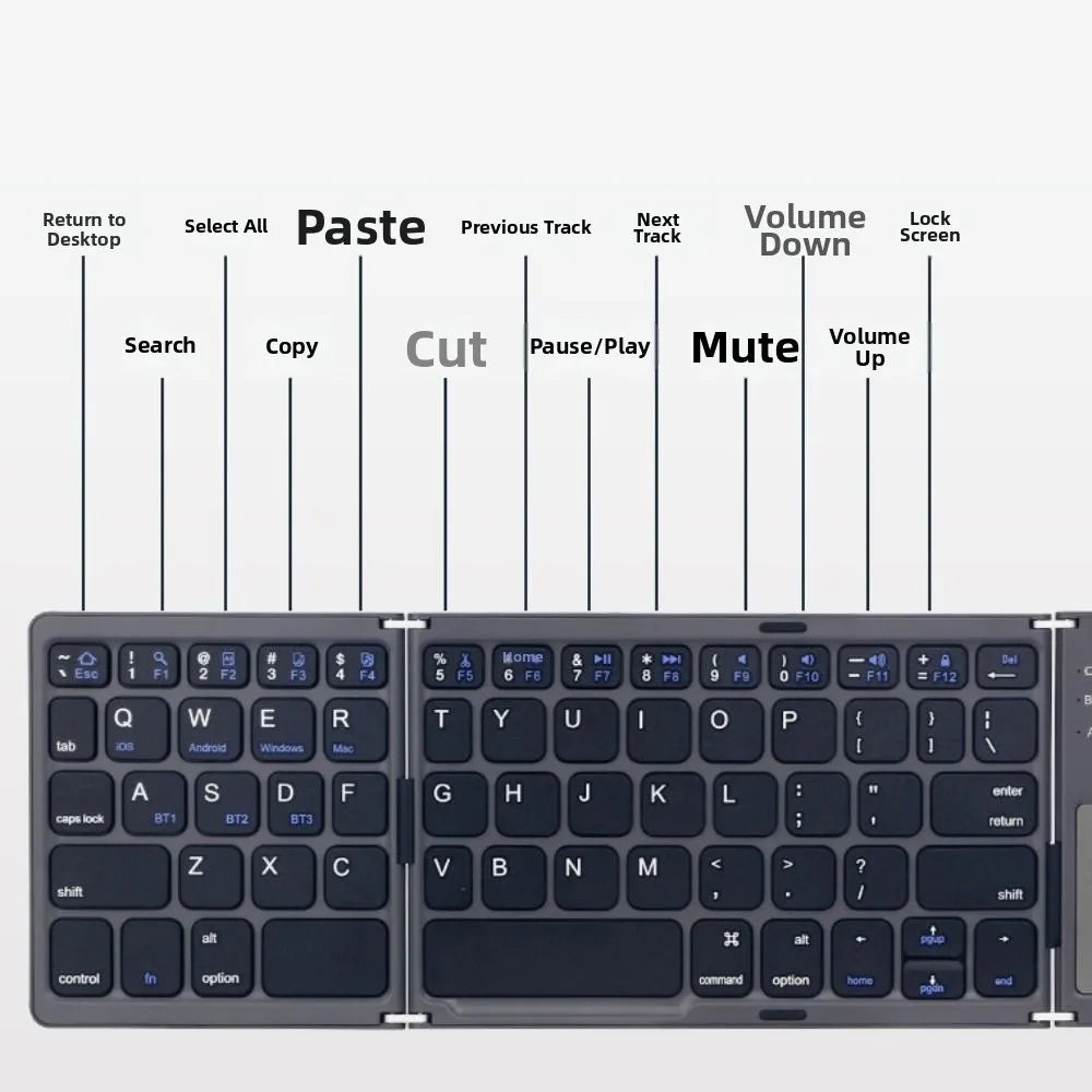 Ultra-Compact Foldable Bluetooth Wireless Keyboard