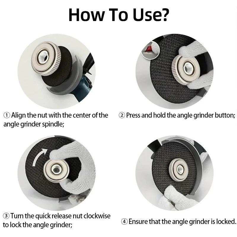 Quick-Lock Angle Grinder Nut for M10/M14 Grinders