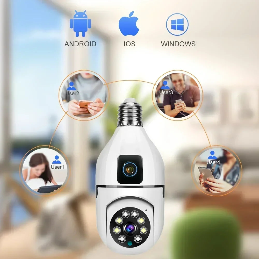 8MP Dual-Lens E27 WiFi Security Camera