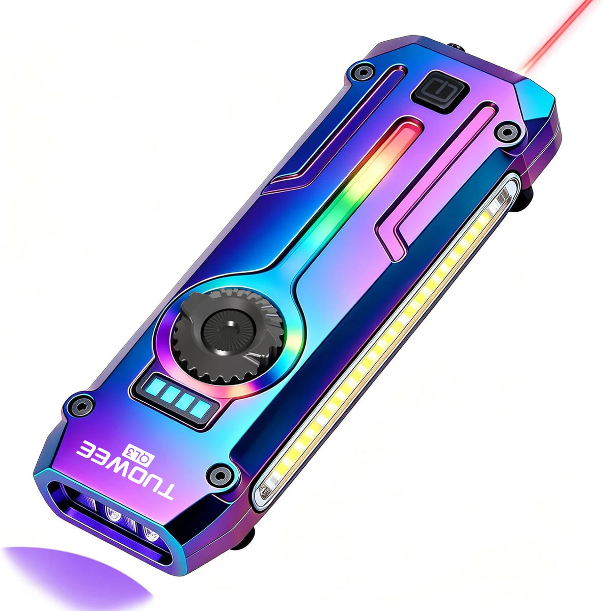 Rechargeable EDC Flashlight with UV, Laser & RGB Light