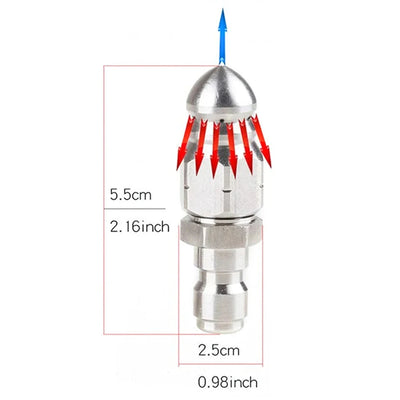Stainless Steel Sewer Jetter Nozzle (1/4" Quick Connector, 5000 PSI)