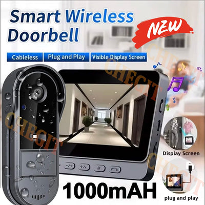 Wireless Video Doorbell with 4.3" Indoor Monitor