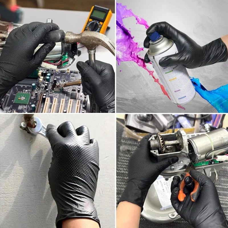 Heavy Duty Black Nitrile Gloves - Premium Quality