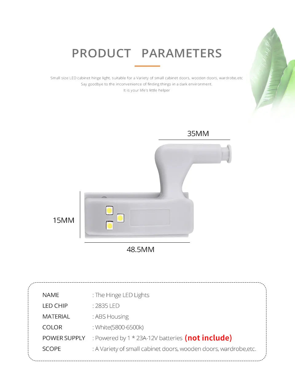 10-Pack LED Cabinet Hinge Lights