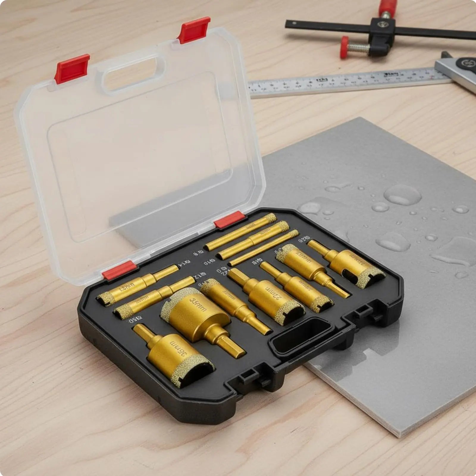 12-Piece Vacuum Brazed Diamond Hole Saw Drill Bit Set with Storage Case