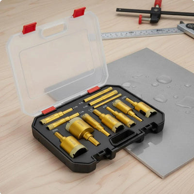 12-Piece Vacuum Brazed Diamond Hole Saw Drill Bit Set with Storage Case