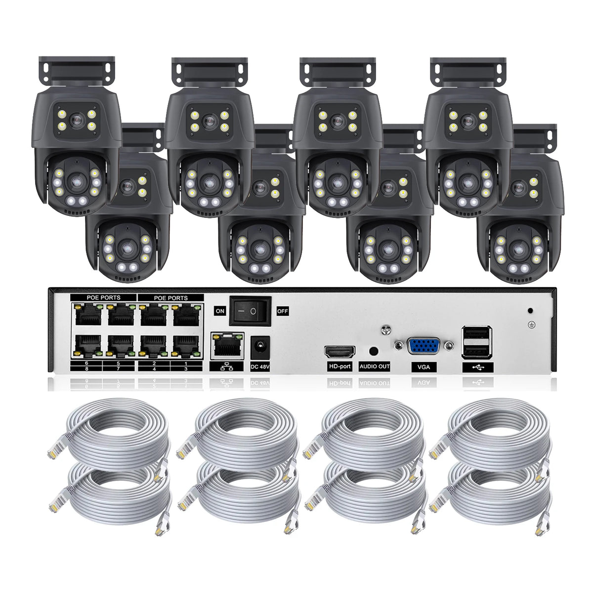 6MP Dual-Lens PTZ PoE Security Camera System