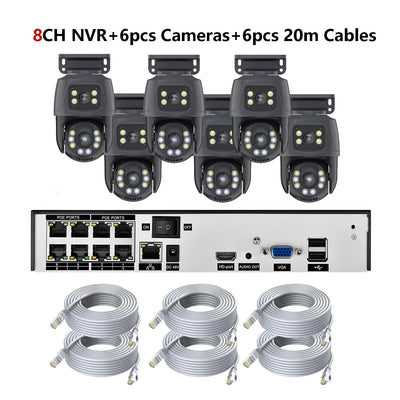 6MP Dual-Lens PTZ PoE Security Camera System