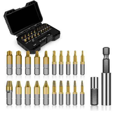 22-Piece Titanium Damaged Screw & Bolt Extractor Kit