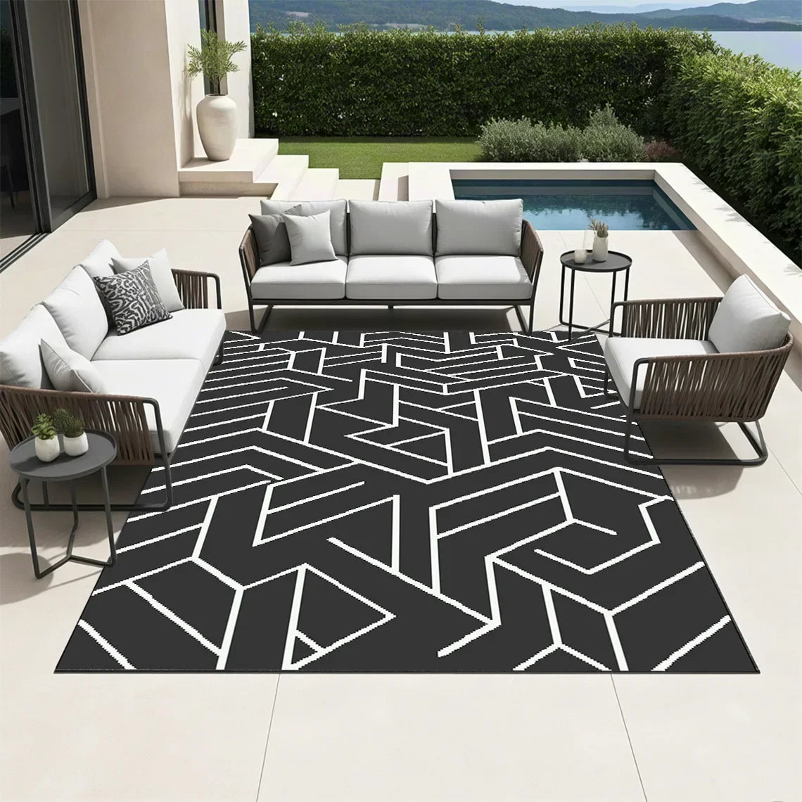 Reversible Waterproof Outdoor Plastic Straw Mat