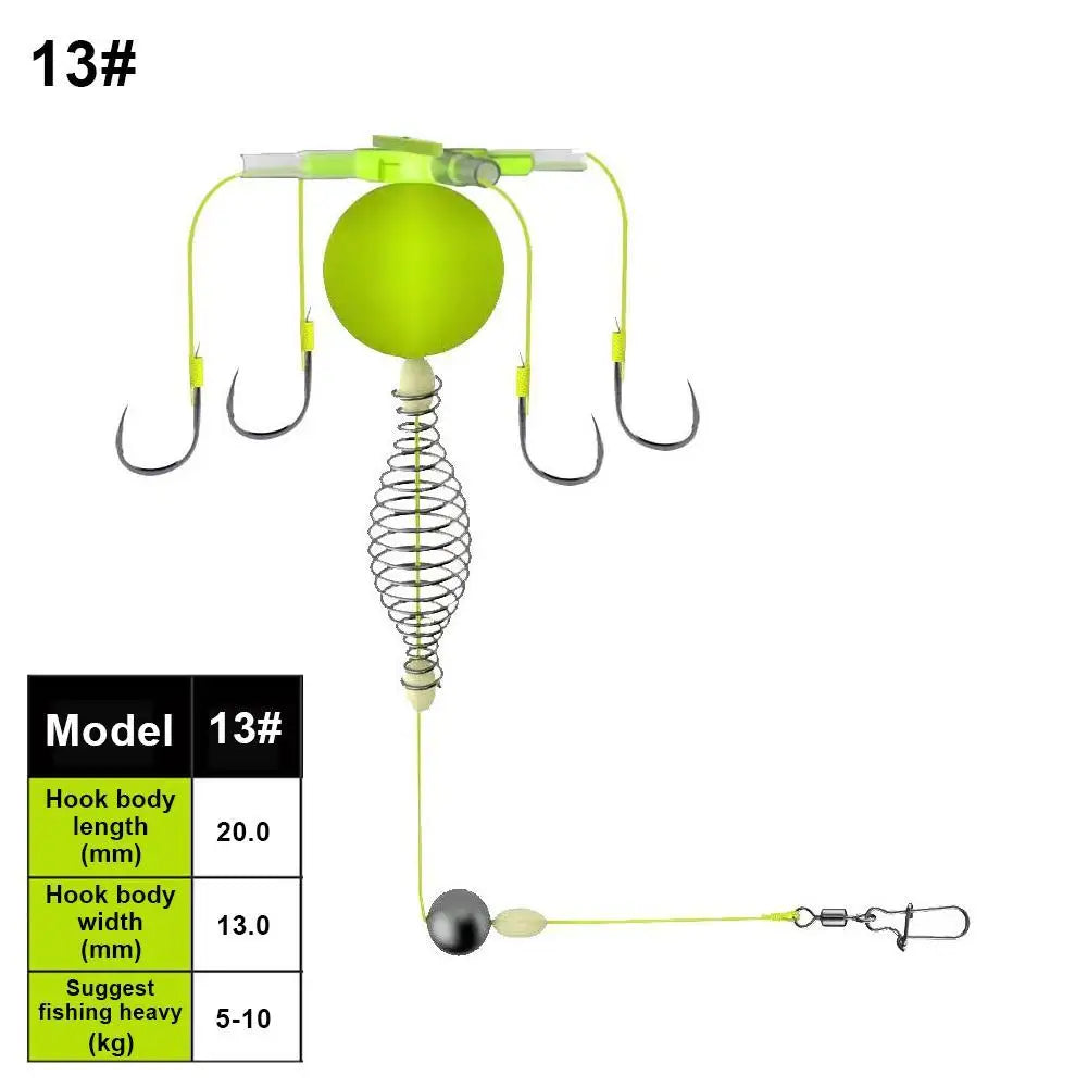 All-in-One Feeder Spring Bait Rig with 4 Hooks