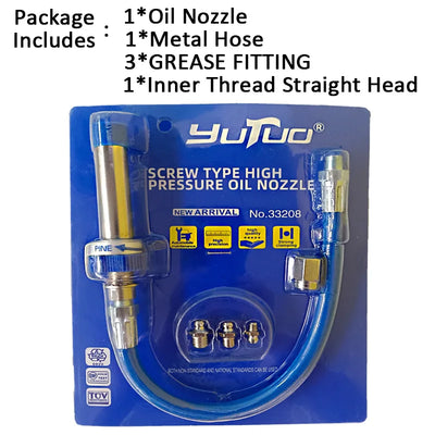 Quick-Release Locking Grease Gun Coupler with Flexible Hose