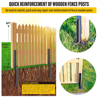Heavy-Duty Steel Fence Post Repair Stakes (2-Pack)