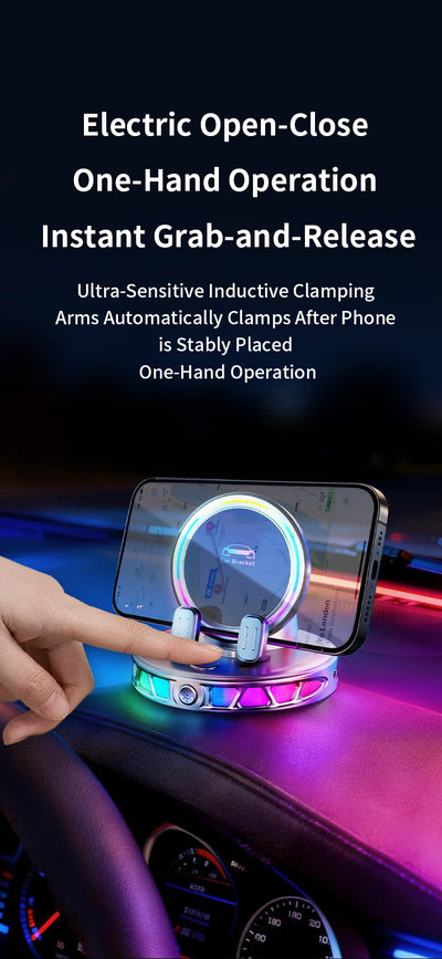 15W Auto-Clamping Wireless Car Charger with RGB Lights