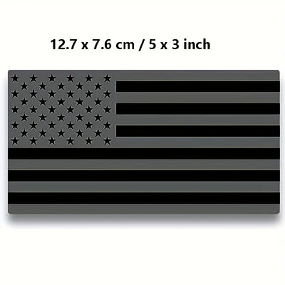 2-Pack 3D Black American Flag Metal Emblem Decals