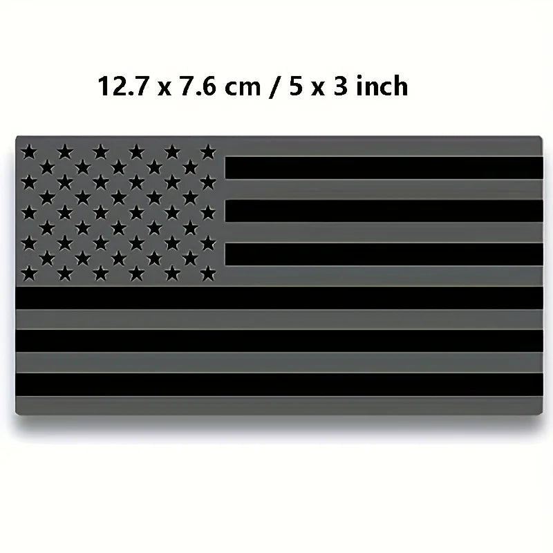 2-Pack 3D Black American Flag Metal Emblem Decals